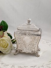 画像1: ヴィクトリアン 薔薇とお花、スクロールの ティーキャディー (1)