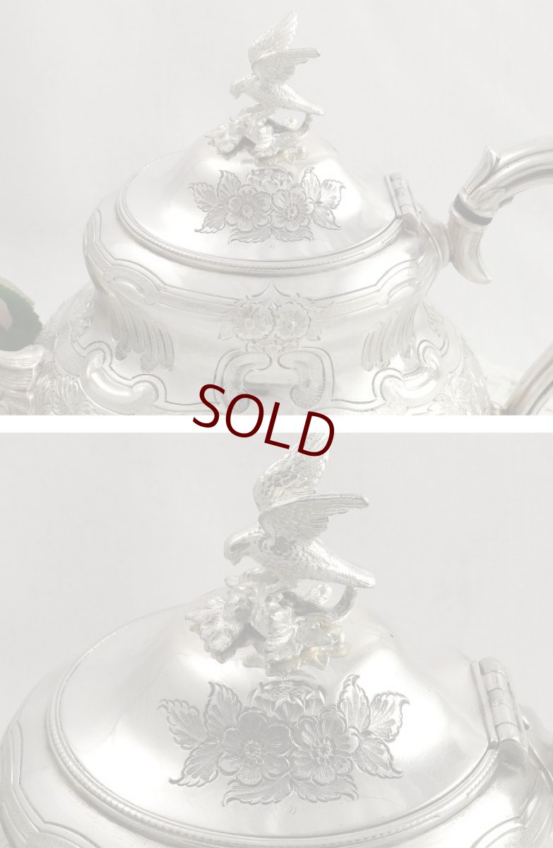 画像5: ヴィクトリアンロココ 小鳥の摘みとお花の彫刻が豪華なティーポット (5)