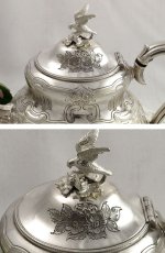 画像5: ヴィクトリアンロココ 小鳥の摘みとお花の彫刻が豪華なティーポット (5)