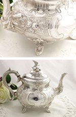 画像4: ヴィクトリアンロココ 小鳥の摘みとお花の彫刻が豪華なティーポット (4)