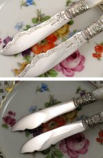 画像3: ヴィクトリアン　ペア　白蝶貝ハンドル　バターナイフセット (3)