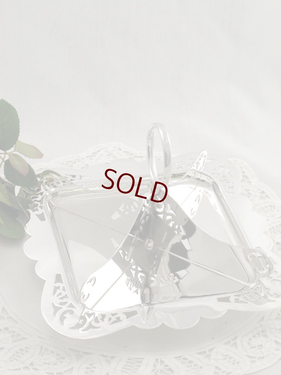 画像5: ヴィンテージ シルバープレート透かし彫　サンドイッチトレイ (5)