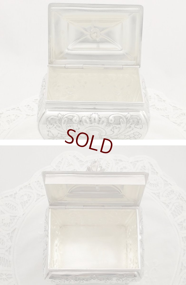 画像5: ヴィクトリアン 美彫刻 お花、スクロールの ティーキャディー (5)