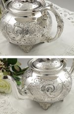 画像3: ヴィクトリアンロココスタイル 小鳥の摘みとお花のティーポット (3)