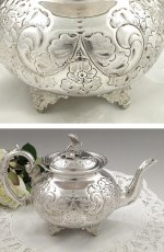 画像2: ヴィクトリアンロココスタイル 小鳥の摘みとお花のティーポット (2)