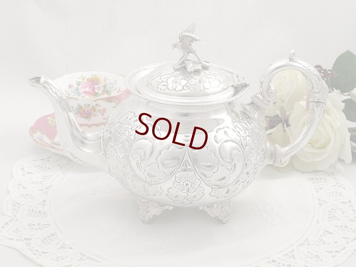 画像1: ヴィクトリアンロココスタイル 小鳥の摘みとお花のティーポット (1)