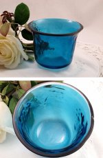 画像5: ヴィクトリアン ターコイズグラス 透かし細工 シュガーバスケット (5)