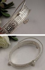 画像3: ヴィクトリアン フロストグラス、透かし細工のジャム・バターディッシュ (3)