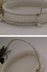 画像2: ヴィクトリアン フロストグラス、透かし細工のジャム・バターディッシュ (2)