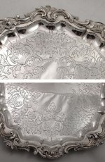 画像3:  ヴィクトリアン ロココ　美彫刻 32.5cm　脚付きサルヴァ (3)