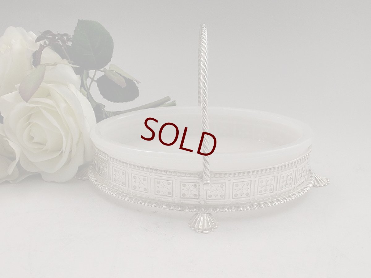 画像5: ヴィクトリアン フロストグラス、透かし細工のジャム・バターディッシュ (5)