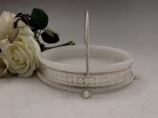 画像5: ヴィクトリアン フロストグラス、透かし細工のジャム・バターディッシュ (5)