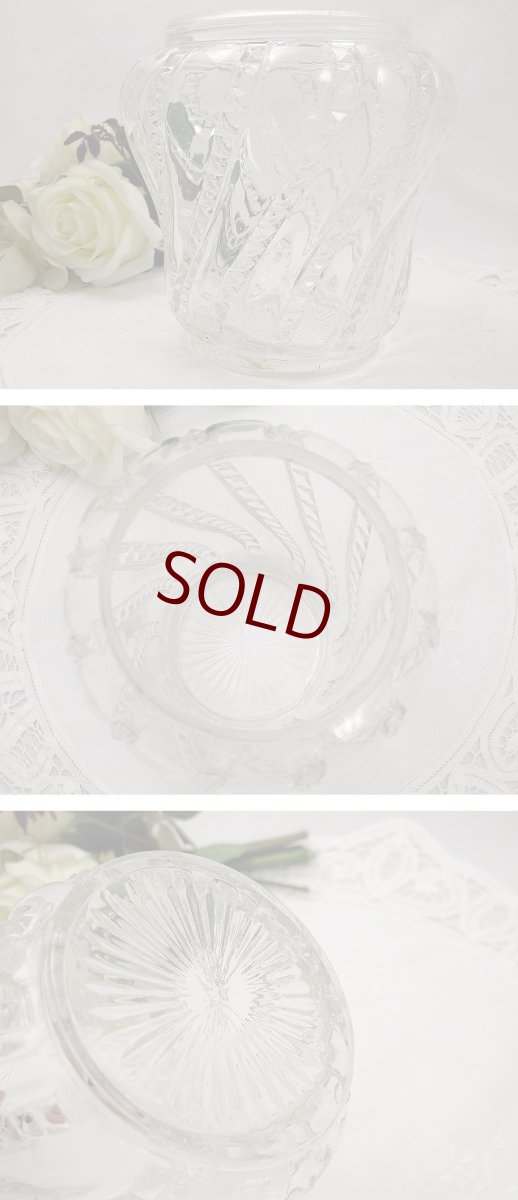 画像5: フランス製 シルバープレート 手ふきハンドカットガラス ビスケットジャー (5)