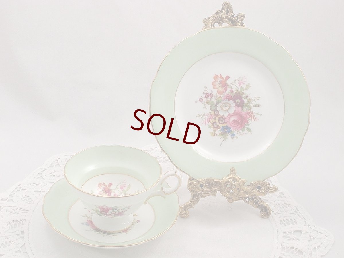 画像1: ヴィンテージ ハマースレイ　ミルク グリーンとブーケ のトリオ (1)