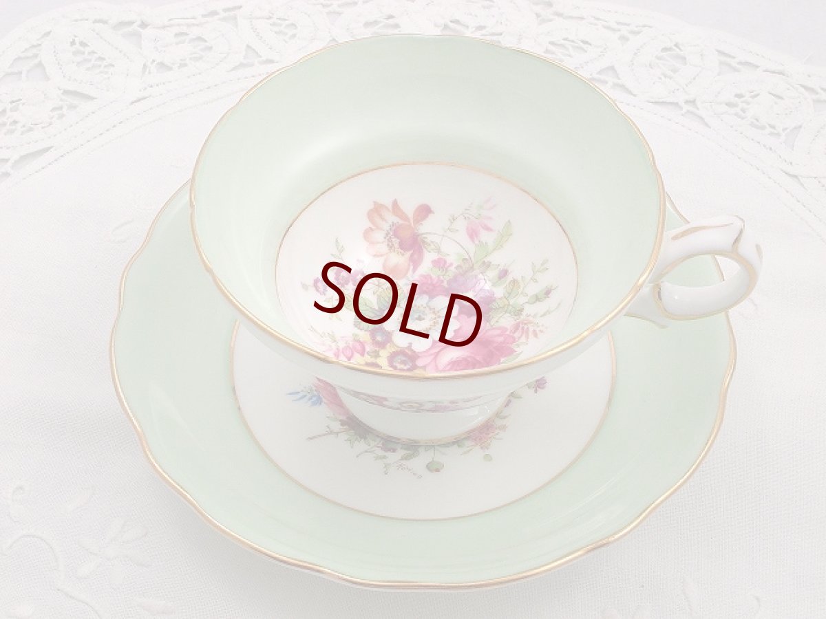 画像2: ヴィンテージ ハマースレイ　ミルク グリーンとブーケ のトリオ (2)