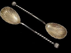 画像1: ヴィクトリアン/エドウォーディアン　美装飾　金鍍金　サービングスプーンセット (1)