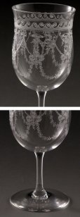 画像4: 特級品 ペア ヴィクトリアン アシッドエッチング クリスタル　ワイングラスセット　 (4)