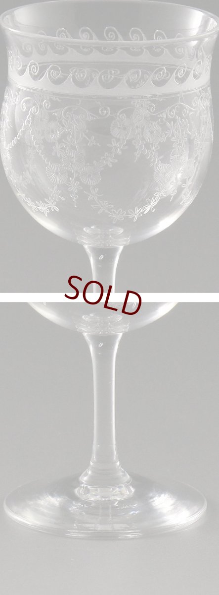 画像4: 特級品 ペア ヴィクトリアン アシッドエッチング クリスタル　アペリティフグラスセット　 (4)