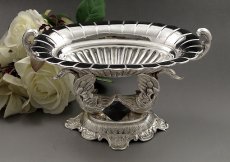 画像1: 1900年ごろ　シルバープレート　フランス製　スワンのディッシュ (1)