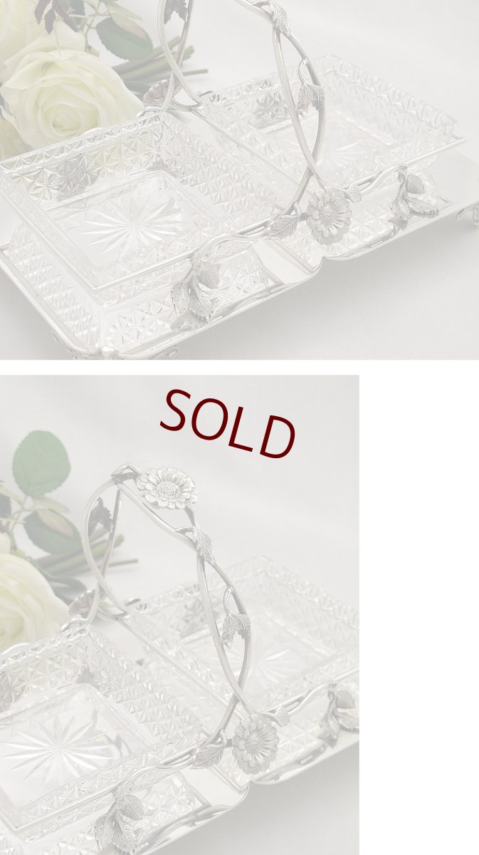 画像2: ヴィクトリアン　ハンドカットグラス  お花のダブルジャムディッシュ (2)