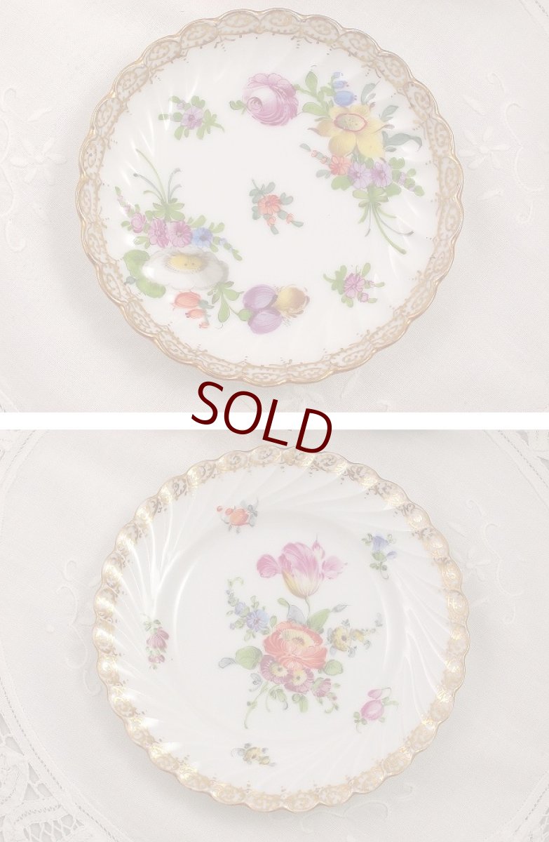 画像4: 1890年代 ドレスデン 金彩　手描き　ブーケ　トリオ (4)