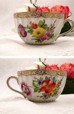 画像3: 1890年代 ドレスデン 金彩　手描き　ブーケ　トリオ (3)