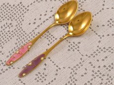 画像4: 純銀（925）デンマーク ヴィンテージ 金鍍金 /エナメルコーヒースプーン (4)