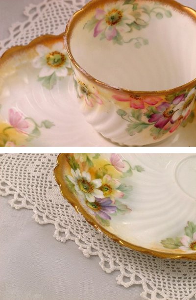 画像1: ヴィクトリアン George Jones(Crescent) 美しい花びらのカップアンドソーサー