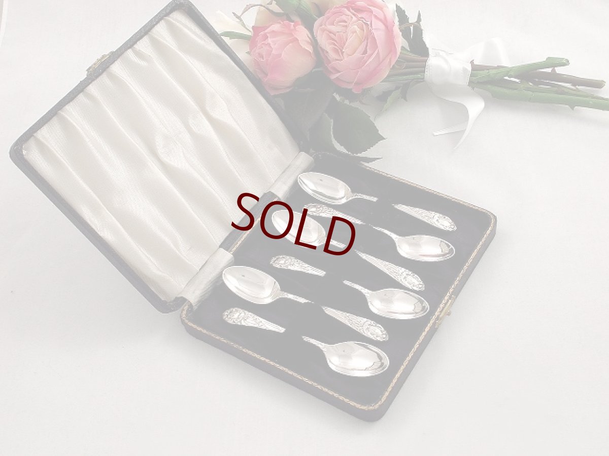 画像1: 純銀製（925）1900年アールヌーボーティースプーン6本セット (1)