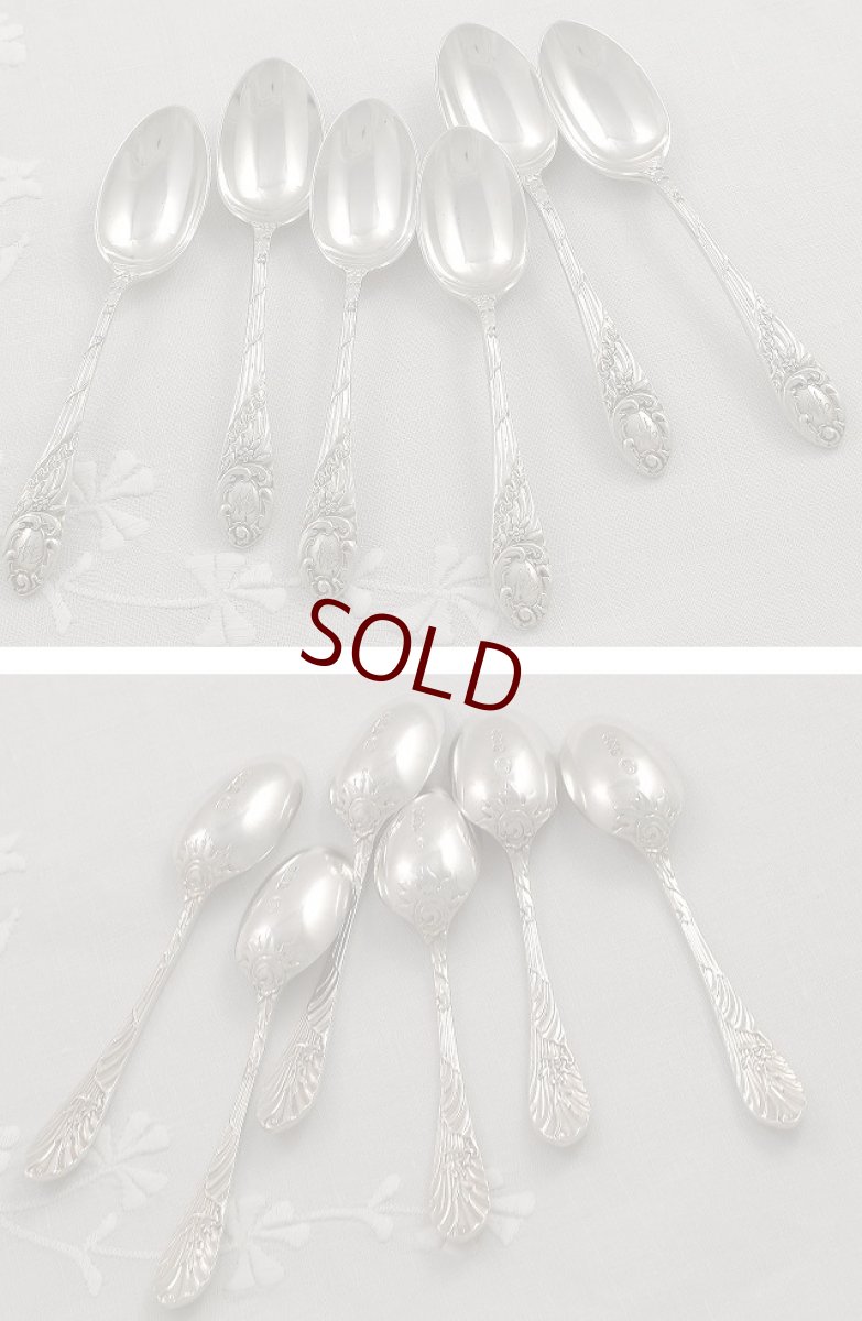 画像3: 純銀製（925）1900年アールヌーボーティースプーン6本セット (3)
