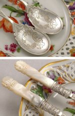 画像3: 手彫り白蝶貝ハンドル 美装飾　ジャムスプーンセット (3)