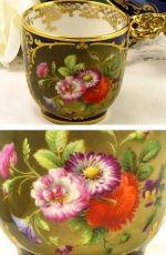 画像2: 1840年 フランス パリ FEUILLET 総手描き金彩　キャビネットカップ＆ソーサー　 (2)