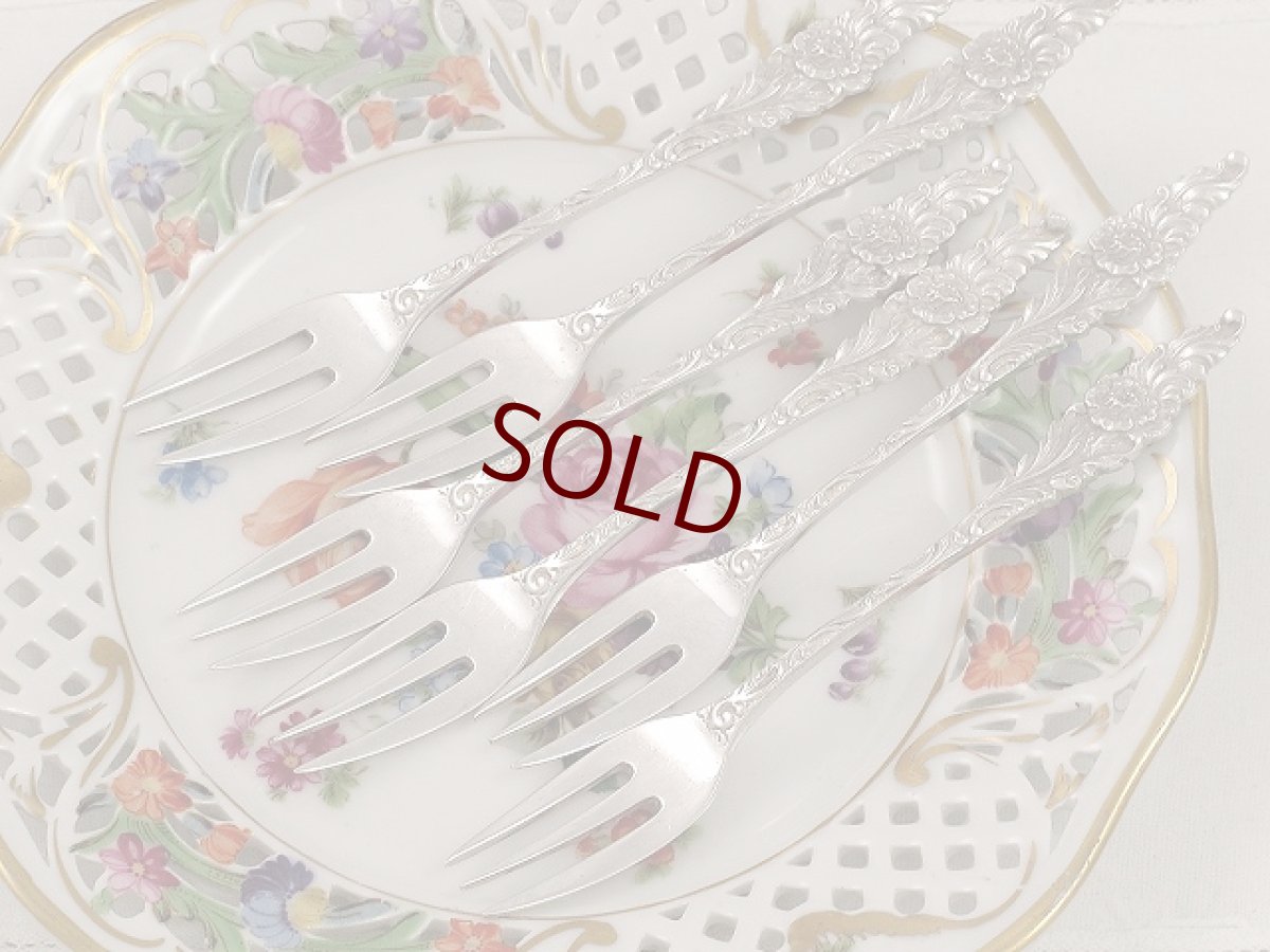 画像2: 純銀（800）オランダ1920年前後　薔薇のデザートフォーク (2)