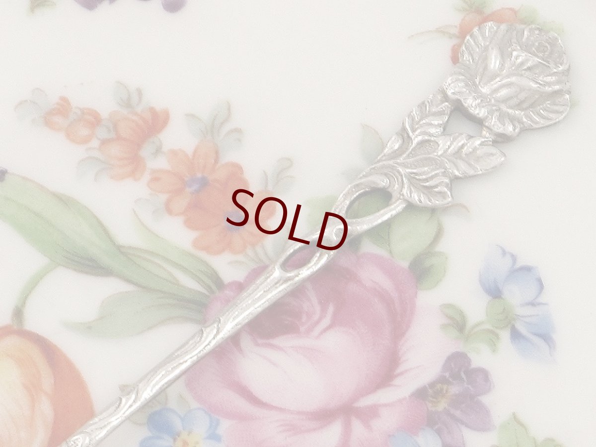 画像3: 純銀（835）ドイツヒルデスハイム風　薔薇のピクルスフォーク (3)