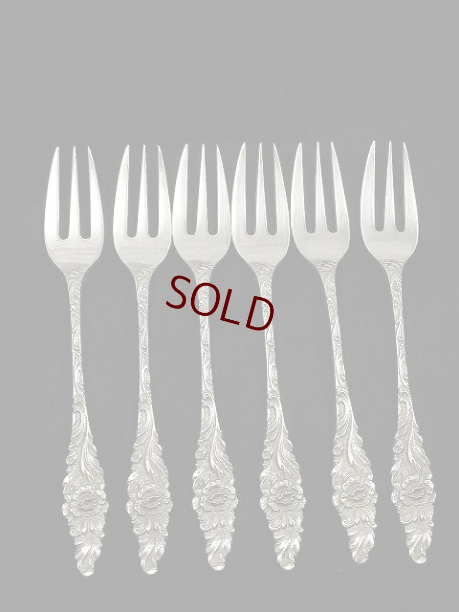 画像1: 純銀（800）オランダ1920年前後　薔薇のデザートフォーク (1)