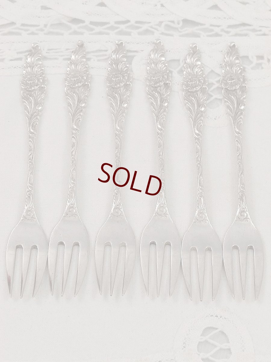 画像3: 純銀（800）オランダ1920年前後　薔薇のデザートフォーク (3)