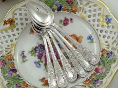 画像4: ヴィクトリアン/エドウォーディアン　ロココ調ハンドル　ティースプーンセット (4)