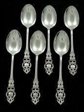 画像1: 純銀製（925）1902年　美しい透かし細工のティースプーン6本セット (1)