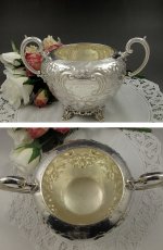 画像4: ヴィクトリア時代後期 ハンドチェイスド（手彫り）　つぼみの摘み　ティーセット (4)
