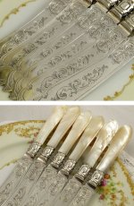 画像5: ヴィクトリアン　Martin, Hall & Co.　白蝶貝ハンドル　ナイフ ６本セット　その１ (5)