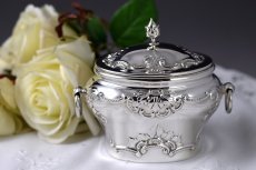 画像1: 純銀製（925）　ハンドチェイス　スクロール　ティーキャディー (1)