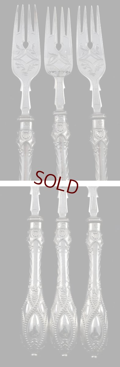 画像3: ヴィクトリアン 手彫り彫刻　デコラティブ　フィッシュカトラリー３組セット (3)