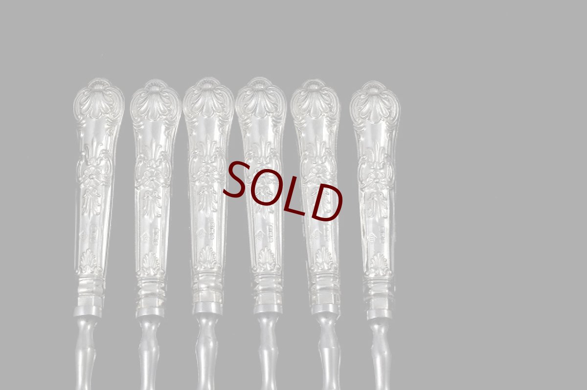 画像2: ヴィンテージ　純銀ハンドル　クイーンズパターン　デザートフォークセット (2)