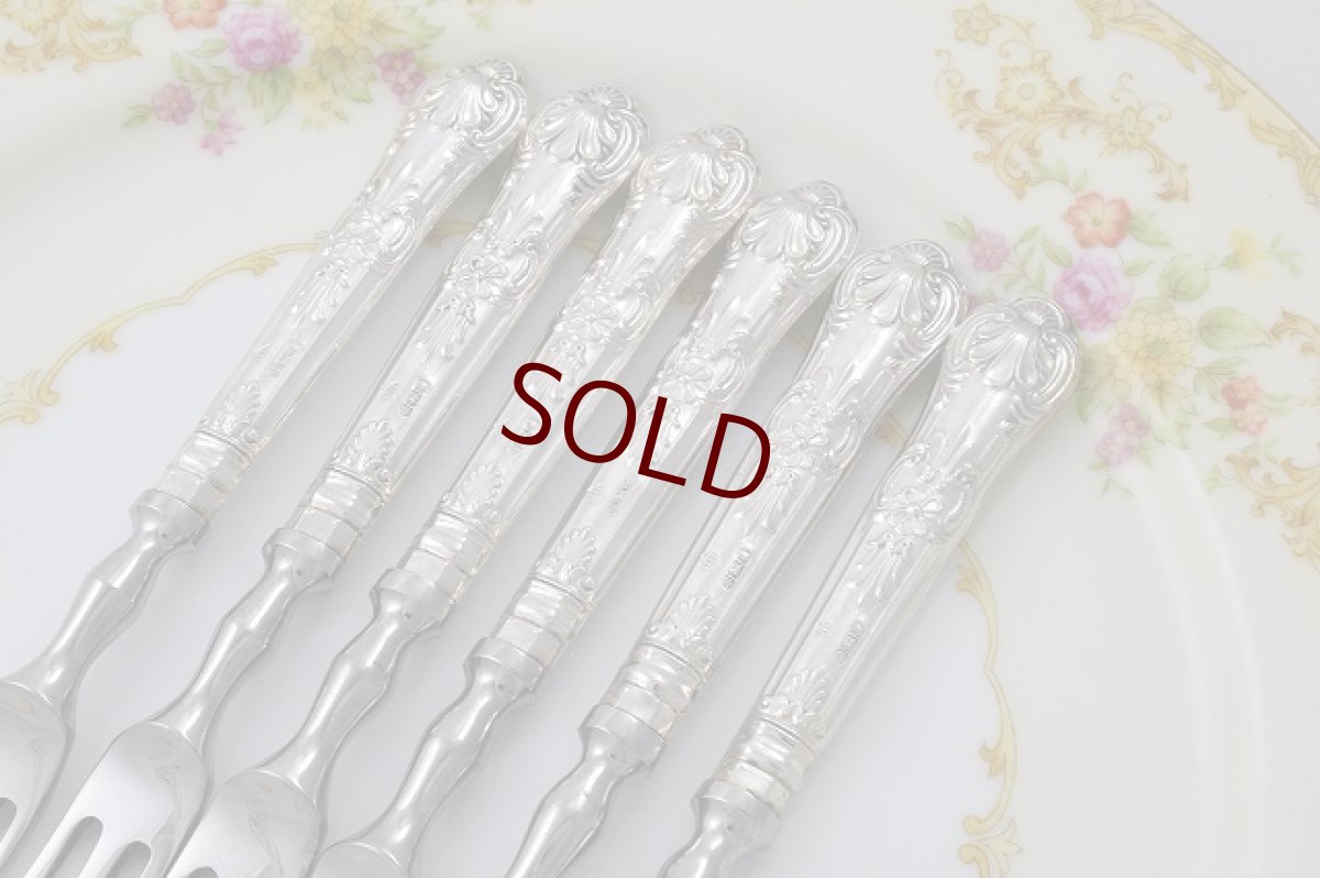 画像3: ヴィンテージ　純銀ハンドル　クイーンズパターン　デザートフォークセット (3)