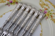 画像3: ヴィンテージ　純銀ハンドル　クイーンズパターン　デザートフォークセット (3)