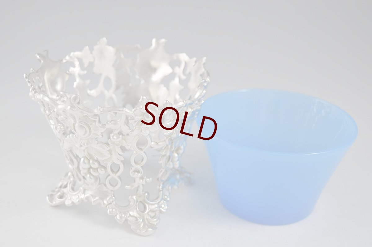 画像3: ヴィクトリアン シルバープレート　 カーストワーク　ミルクグラス　シュガーバスケット (3)