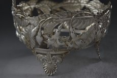 画像4: ヴィクトリアン お花と葉の鋳金 透かし細工　クランベリーグラス　シュガーバスケット (4)