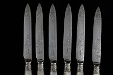 画像2: 1890年　シルバープレート　白蝶貝ハンドル　手彫り　デザートカトラリー6組セット (2)