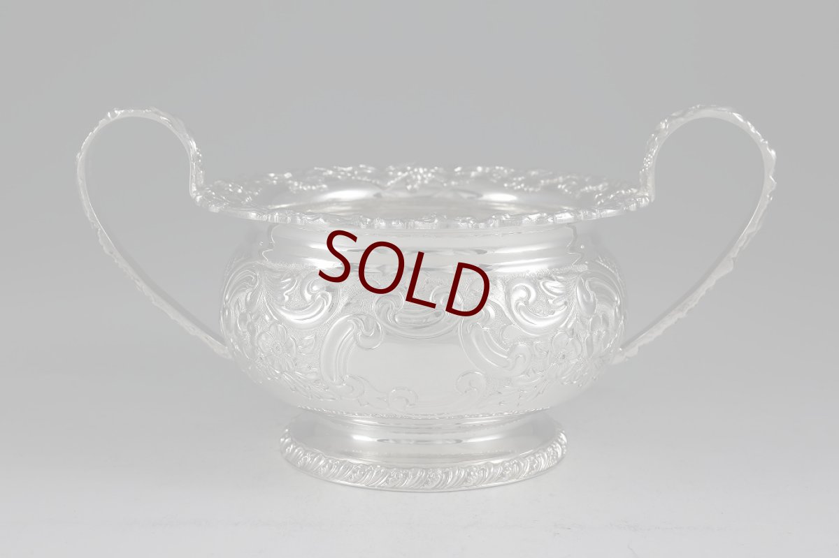 画像10: 1900年前後　シルバープレート　お花とスクロールのチェイシング　ティーセット (10)