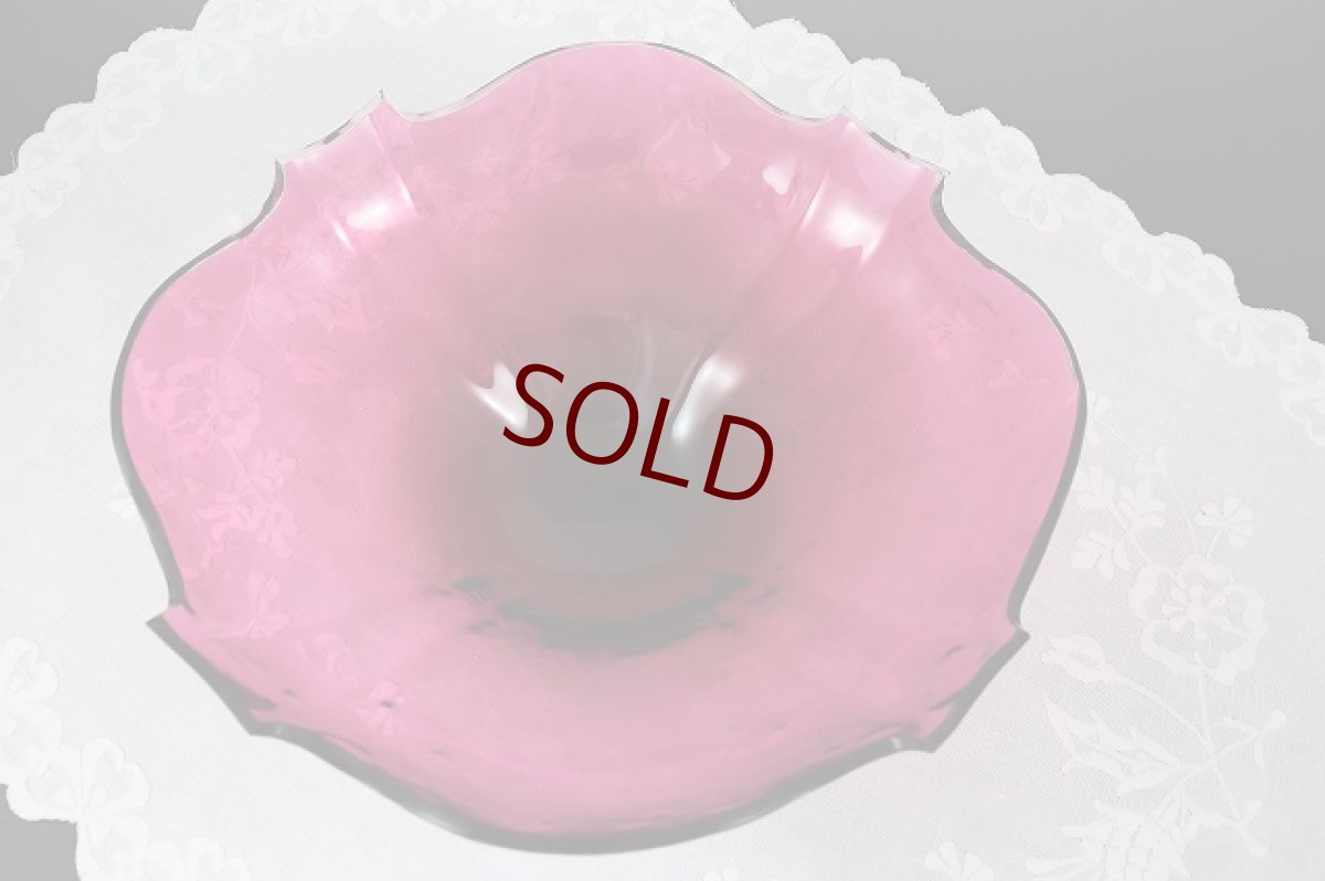 画像8: 純銀製（925）1906年　透かし細工　クランベリーグラス　フルーツボウル (8)